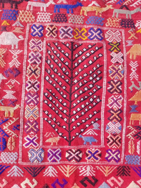 Vintage Traditional Handmade Moroccan Berber Wool Multicolor Kilim 5.1x3.3ft gallery