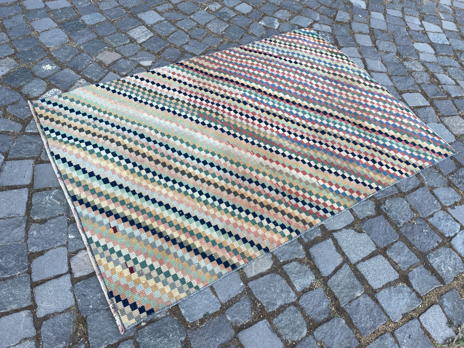 Bohemian Area Rug Handmade Wool Rug Turkish Vintage Traditional Rug 3,3 x 4,7 ft gallery