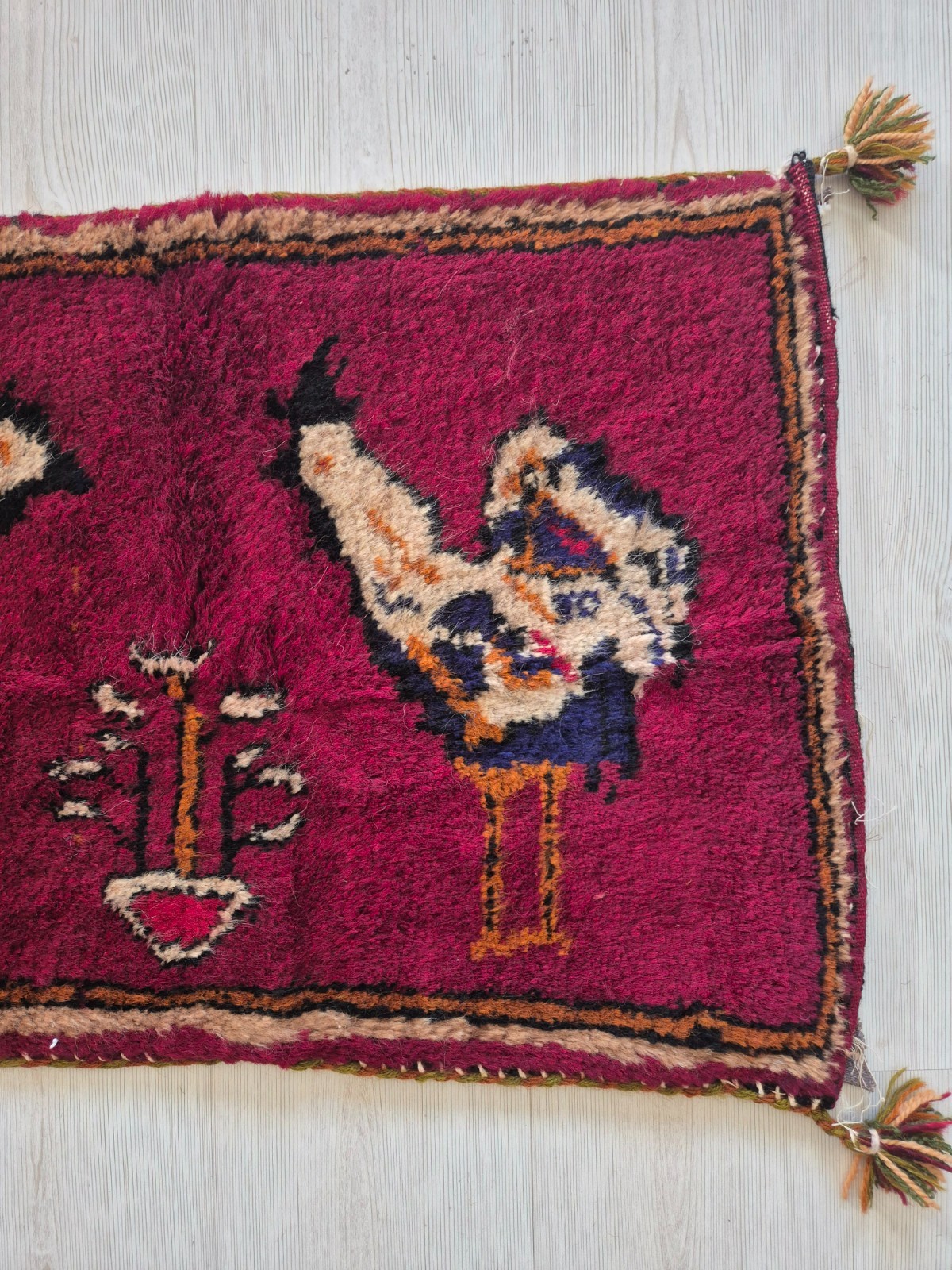 Vintage Rug Pillow, Hand Woven Rug, Pictorial Rug, Anatolian, Handmade, Tribal gallery