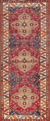 Traditional Red/ Ivory Vintage Hand-made Geometric 11 ft Runner Rug 4×11 Carpet