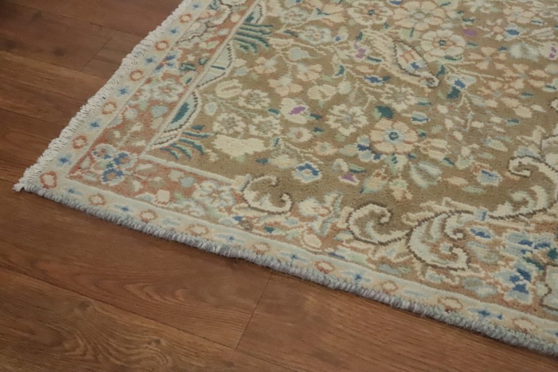 Vegetable Dye Light Brown Wool Floral Bird Design Vintage Handmade Foyer Rug 2x3 gallery