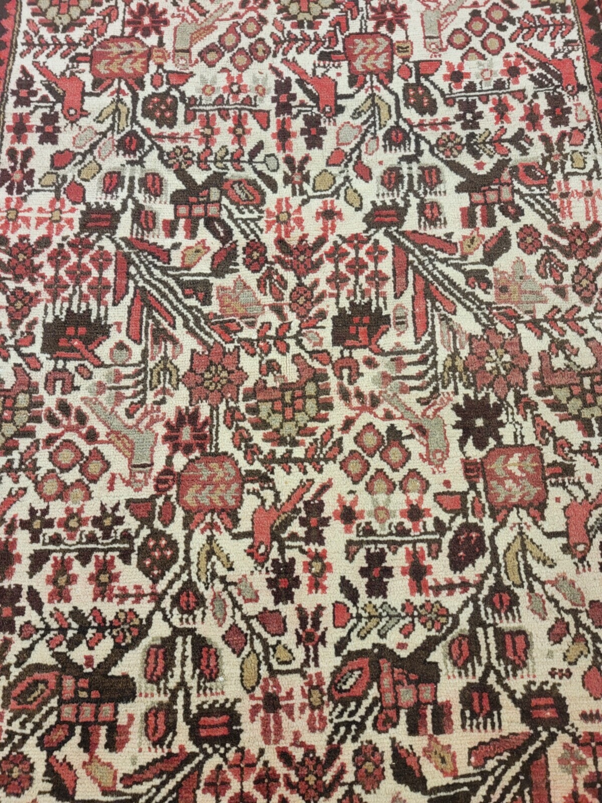 Antique Oriental Hand-Knotted Wool Area Rug Beige/Rust 4'6" x 6'4" gallery