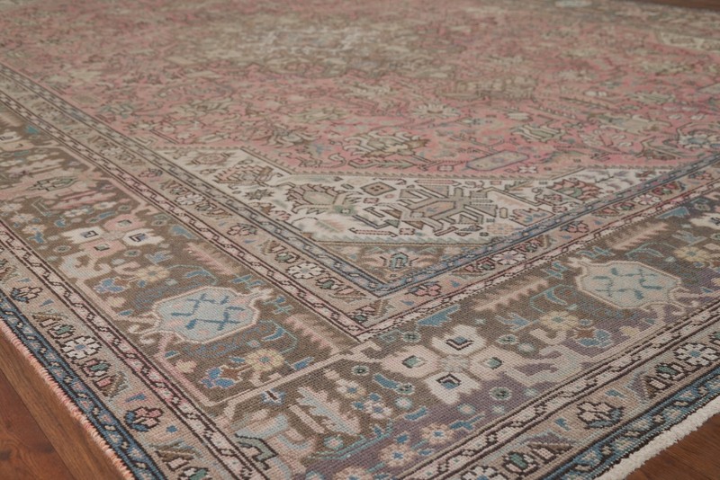 Distressed Pink Area Rug 9x13 Traditional Hand-knotted Wool Vintage Carpet gallery