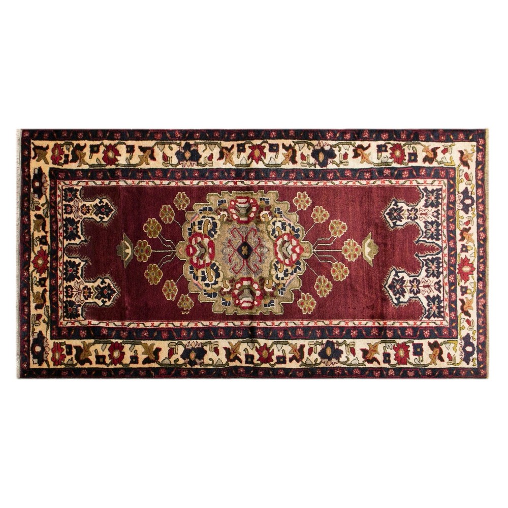 Turkish Vintage Rug 4'3" x 8'0" (130x245 cm), 60+ Years Old Handmade Oushak Rug