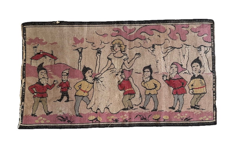 1930’s-40’s Blonde Snow White and the Seven Dwarfs Rug Pre Disney 39x21.5 gallery