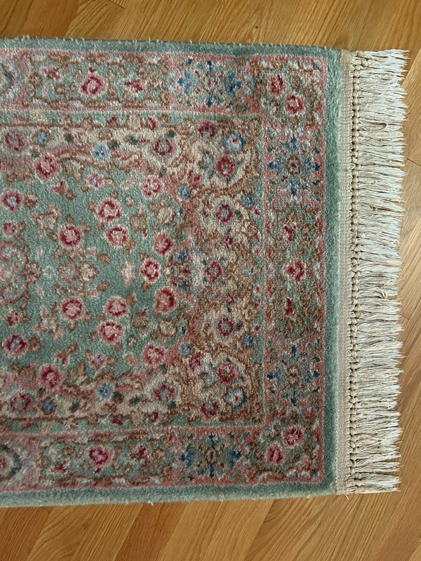 Vintage Karastan Rug Mint Green Kirman Pattern #712 Wool 2 ft 2 in x 4 ft 8 in gallery