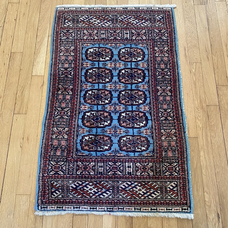 Vintage Rug 2' 1 x 3' 4 Blue Hand Knotted Oriental Rug Bokhara gallery