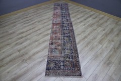 Oushak Handmade Cut Runner Rug Turkish Oriental Wool Antique Faded Carpet 2x12ft