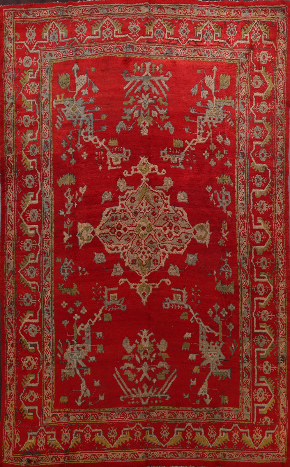 Antique Floral Rust Red Oushak Turkish Rug 10x14 Wool Handmade Dining Room Rug gallery