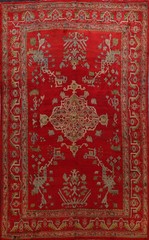 Antique Floral Rust Red Oushak Turkish Rug 10×14 Wool Handmade Dining Room Rug