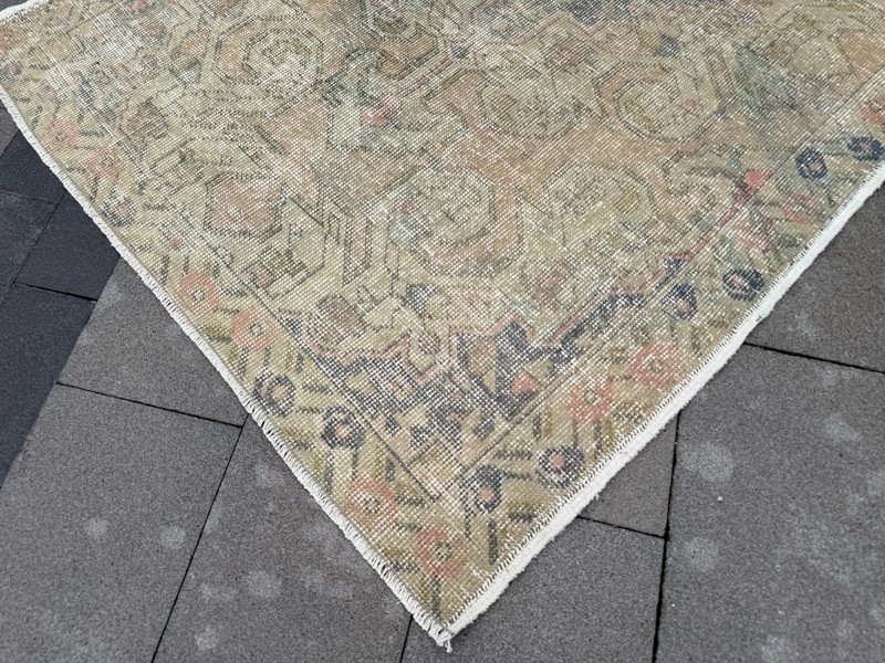 Vintage Oushak Rug 4.7x7.4 ft Hand-Knotted Turkish Wool Area Rug gallery