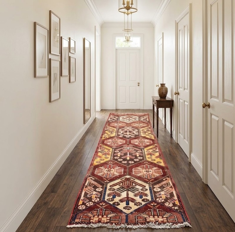 2'8 x 9'5 Semi-Antique Handmade Geometric Runner Rug Hallway Carpet 3x10 Ft gallery