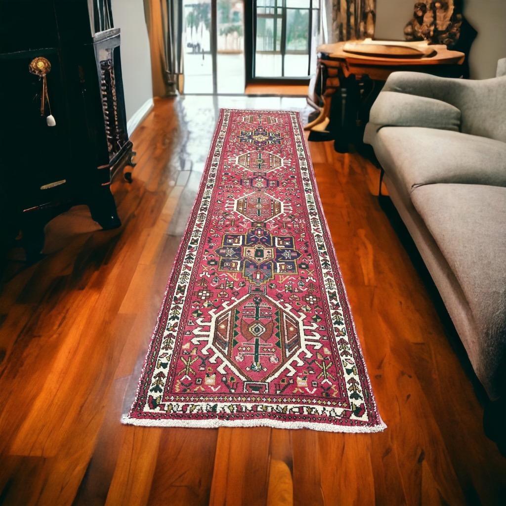 Vintage Caucasian Handmade Wool Runner Oriental Animal Heris Rug 2'9 x 10'2 3x10 gallery