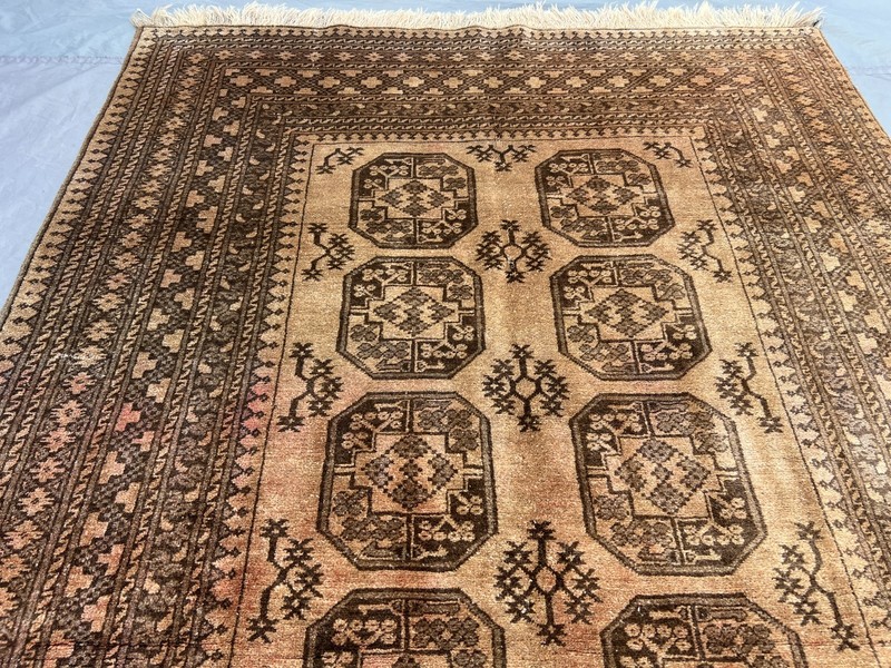 5x8 ft Antique Turkmen Rug Hand Knotted Wool Terracotta Faded Oriental Carpet gallery