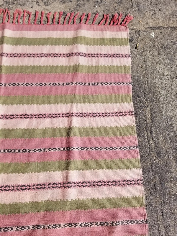 Vintage Traditional Handmade Anatolian Striped Wool Multicolor Kilim 5.3x3.6 ft gallery