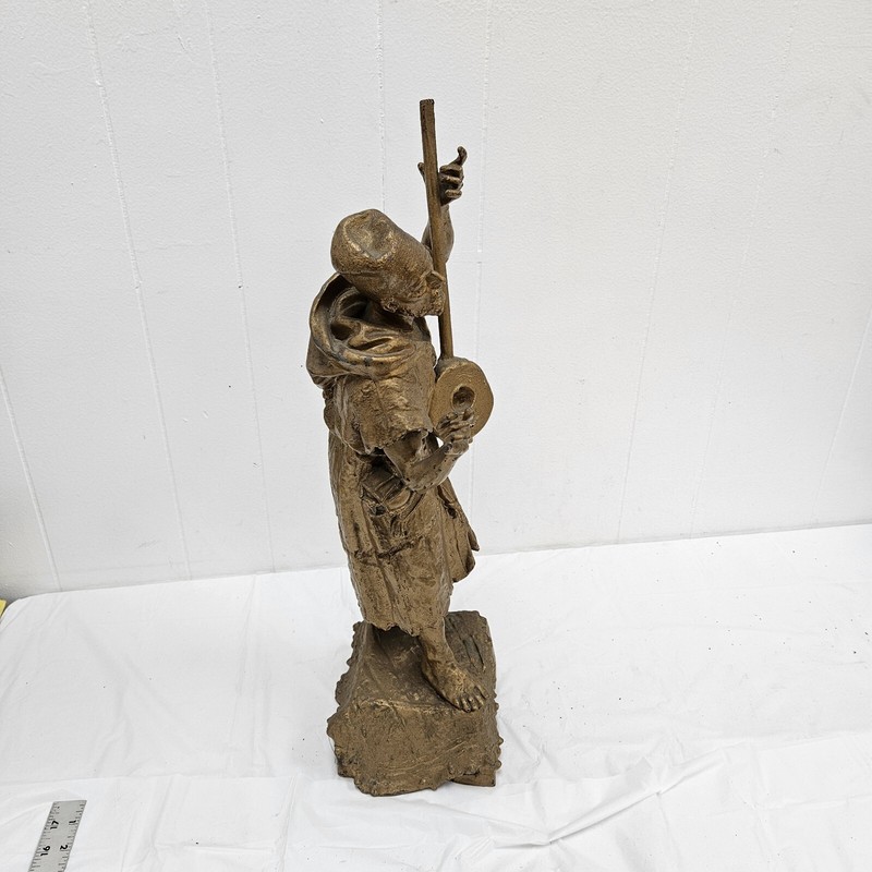 North African Large Spelter Figure Arab Bedouin Mandolin Musical Sculpture Large gallery