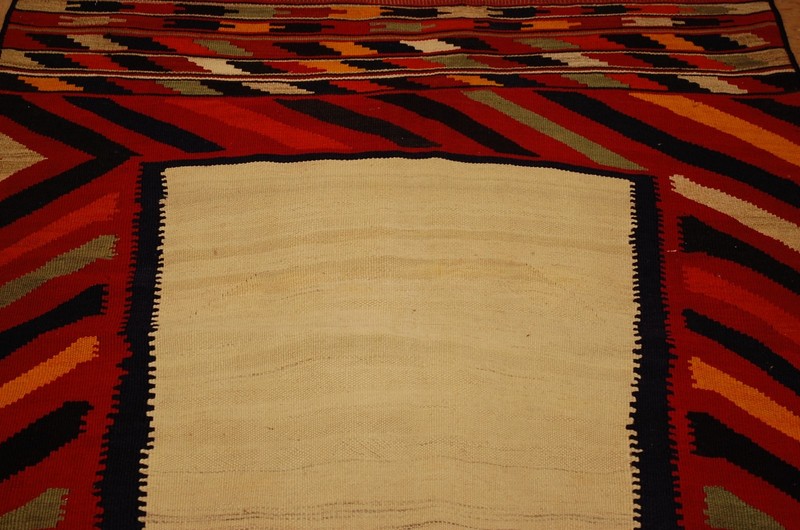 OLD,ANTIQUE RARE,FINE WOVEN CAUCASIAN KILIM FLAT WOVEN RUG3'7"x6'4" NATURAL DYES gallery