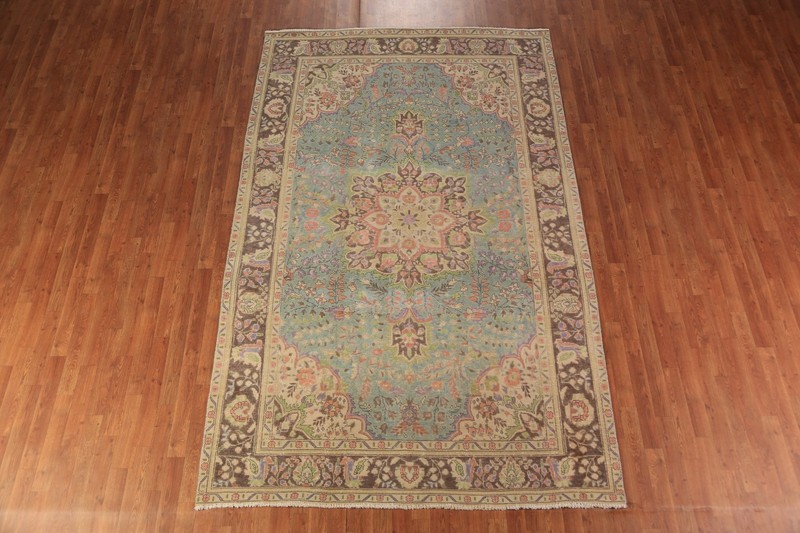 Vintage Blue Traditional Area Rug 7x10 Over-dyed Handmade Wool for Living Room gallery