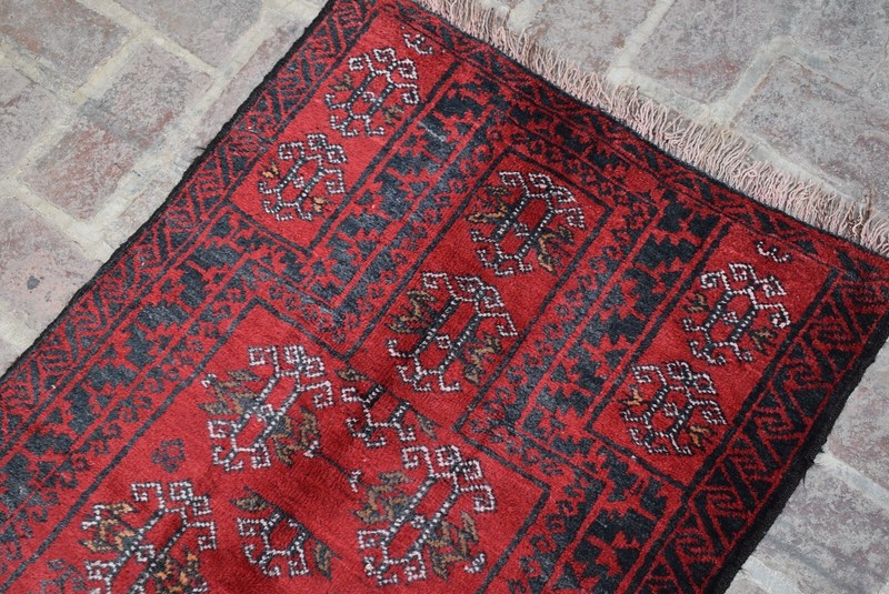 3x5 ft Vintage Hand Knotted Afghan Baluchi Wool Rug Red Oriental Antique Carpet gallery