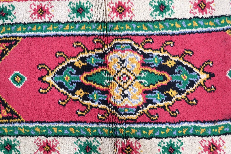 Vintage French Savonnerie rug 2.9' x 5.7' (90cm x 176cm) 1960s - 1C847 gallery