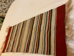 Striped Vintage Turkish Kilim, 36 x 16 in Small Rug, Antique with fringe