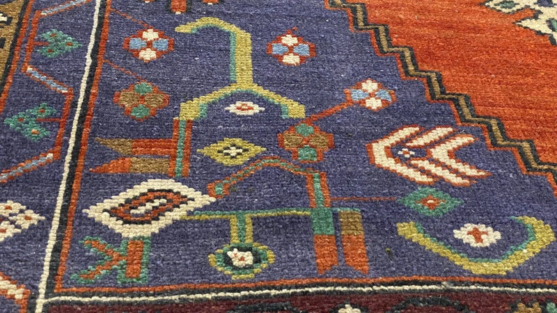 Bohemian Antique 1939s Wool Pile Natural Color Nagorno-Karabahk Rug 9’1”x4’7’’ gallery