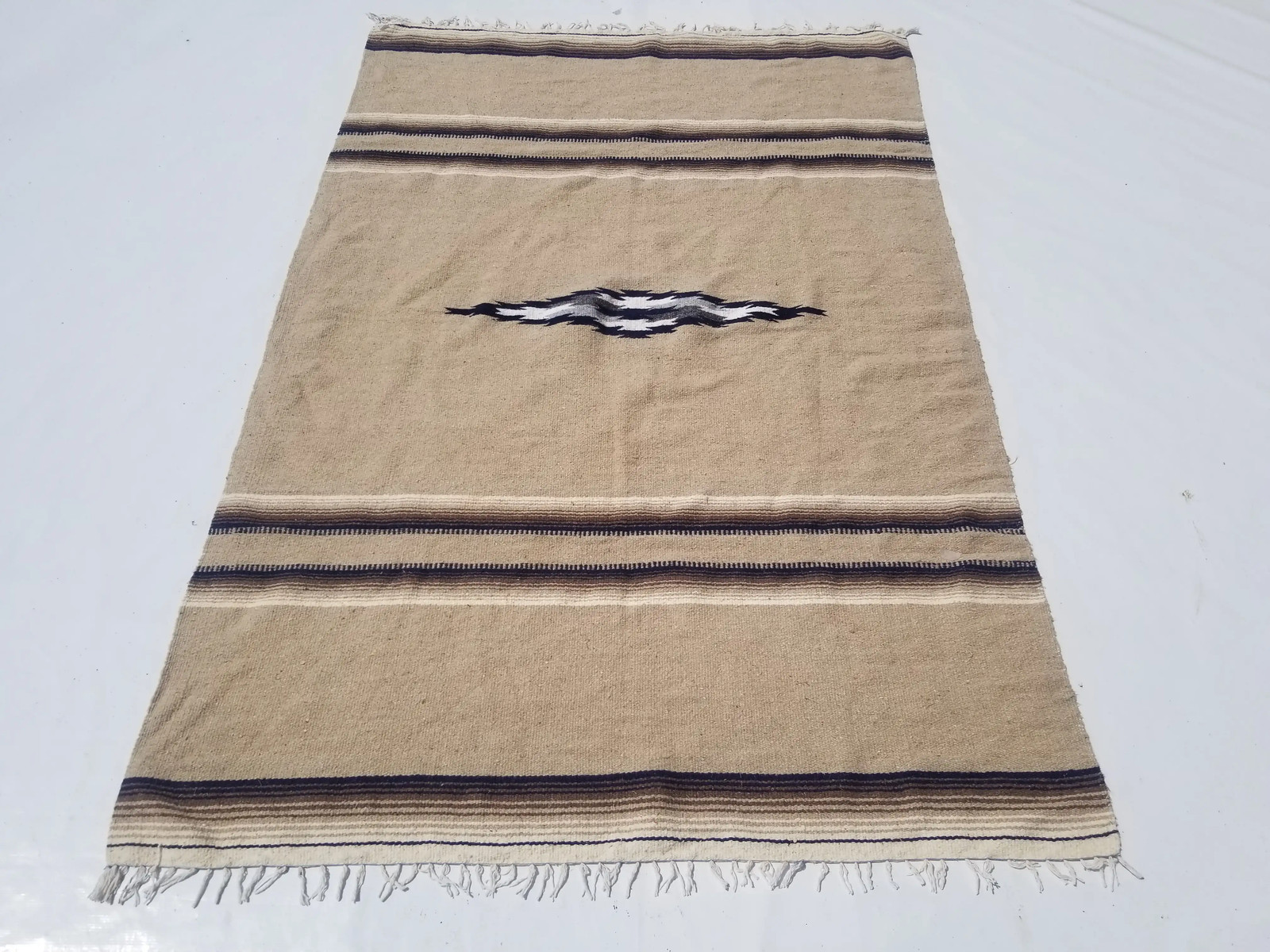 Vintage Traditional Handmade Mexican Saltillo Wool Multi Kilim 6.9x4.6ft gallery