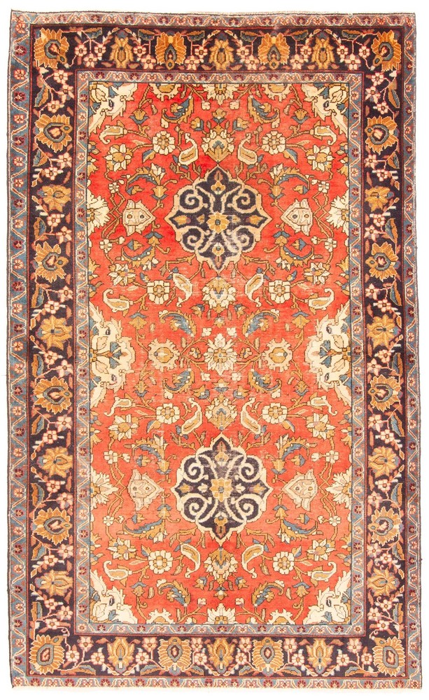 Vintage Hand-Knotted Carpet 4'6" x 7'5" Traditional Oriental Wool Area Rug