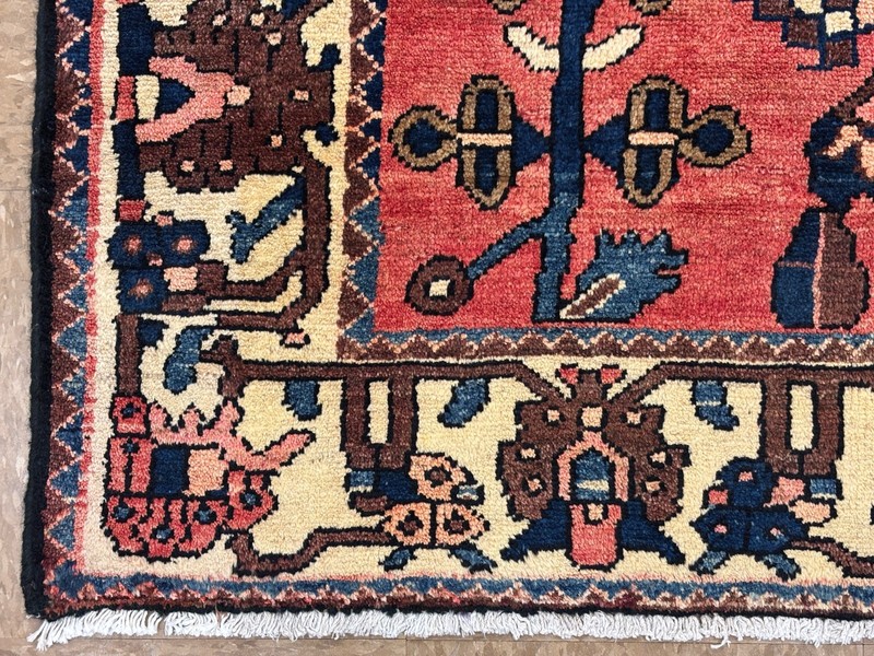 Vintage Bakhtiari Tribal Oriental Area Rug 4x6 Hand Knotted Wool Red Geometric gallery