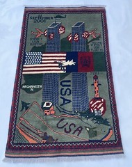 132×80 Cm Handmade rug 9/11 twin towers Afghan War Rug Handicrafts #271