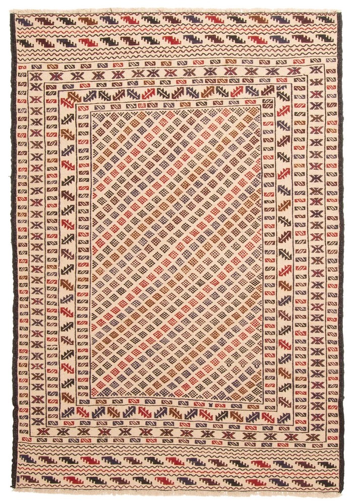 Vintage 4'2" x 6'0" Traditional Wool Hand Woven Oriental Area Rug