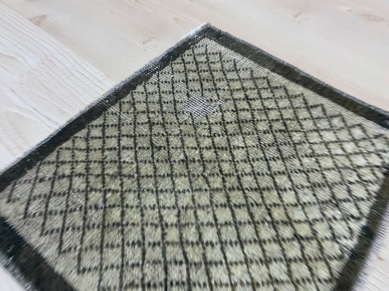Mini Handwoven Anatolian Square Rug 1x1.2 ft Earth Tone Wool Accent Carpet gallery