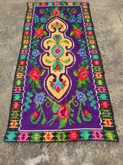 Vintage Traditional Handmade Romanian Wool Multicolor Kilim 7.5×3.7 ft