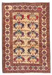 Vintage Tan Traditional 3’2″ x 4’6″ Hand-Knotted Oriental Wool Area Rug