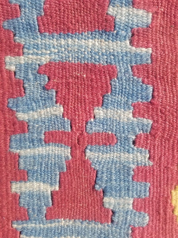 Distressed Fine Vintage Traditional Hand Made Oriental Wool Kilim 3.1x2.5ft gallery