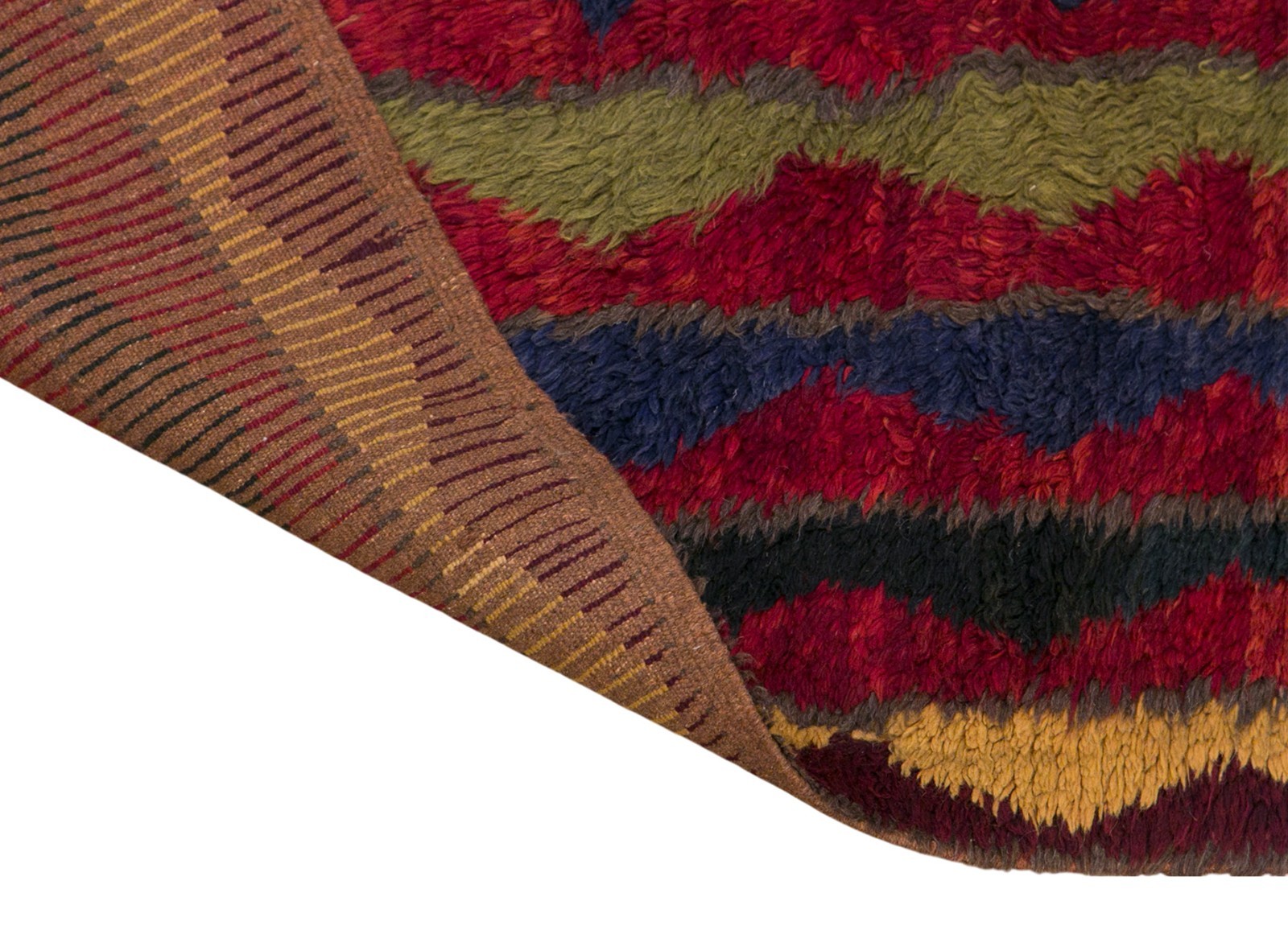 Handwoven Turkish Tulu Rug • 4x7 ft Vintage Konya Wool Flokati gallery
