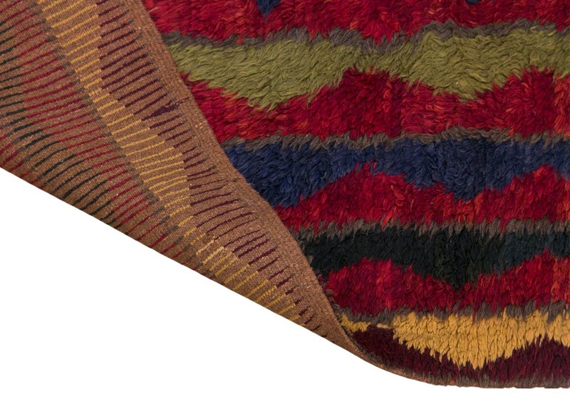Handwoven Turkish Tulu Rug • 4x7 ft Vintage Konya Wool Flokati gallery