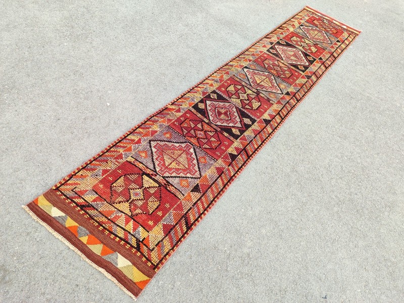 2.7 x 13 Ft, Antique rug 3x13, Turkish runner 3x13 vintage, Tribal Herki rug gallery