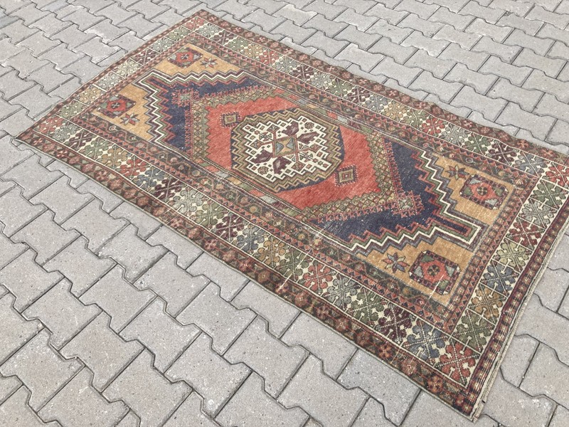 Red Large rug, Turkish rug, Vintage Rug, Handmade rug, Area rug, 3.8 x 6.8 ft gallery