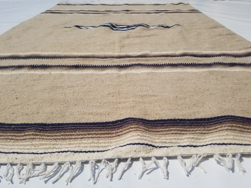 Vintage Traditional Handmade Mexican Saltillo Wool Multi Kilim 6.9x4.6ft gallery