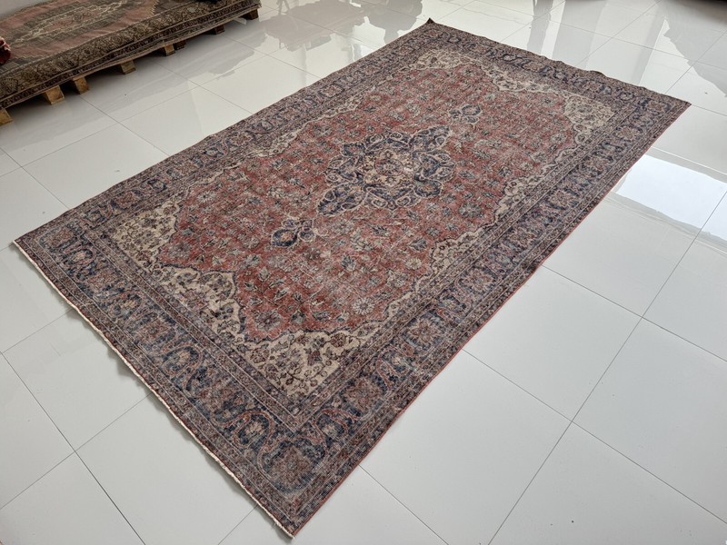 Vintage Hand Knotted Wool Turkish Carpet, 6x11 Oriental Area Rug gallery