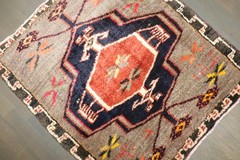 Vintage All Wool Kurdish Kars Rug Size 2’3”X2’7”