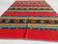Vintage Traditional Handmade Romanian Wool Multi Kilim Rug 7.5×5.2ft