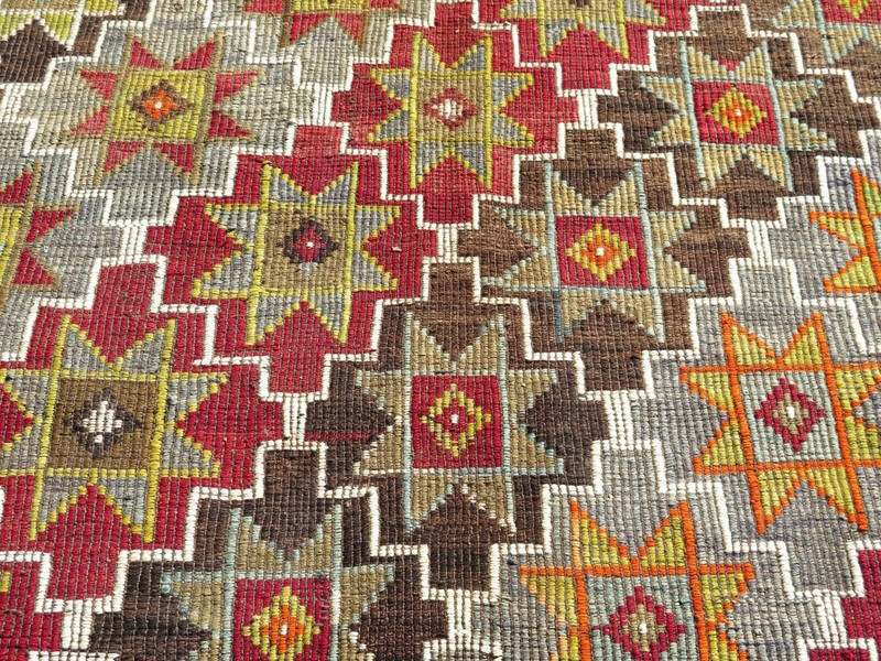 Turkish Kilim Wool Rug, Area Rugs, Handmade Floor Carpet, Large Teppich 75"X144" gallery