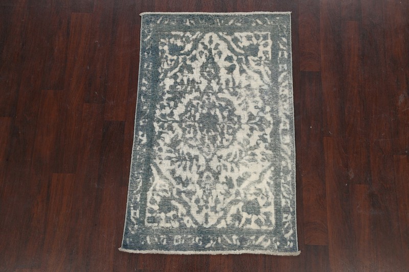 Semi Antique Distressed Floral Tebriz Area Rug Level Loop Pile Hand-Knotted 3x5 gallery