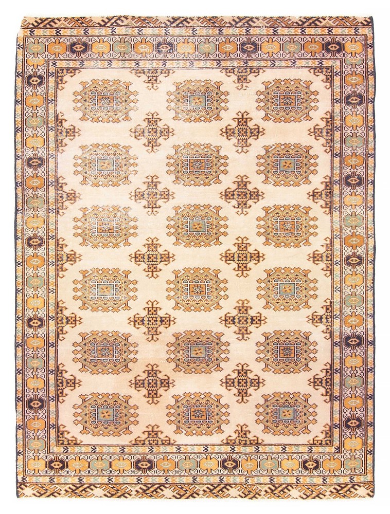 Vintage Hand-Knotted Area Rug 3'9" x 4'7" Traditional Oriental Wool Carpet