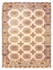 Vintage Hand-Knotted Area Rug 3’9″ x 4’7″ Traditional Oriental Wool Carpet