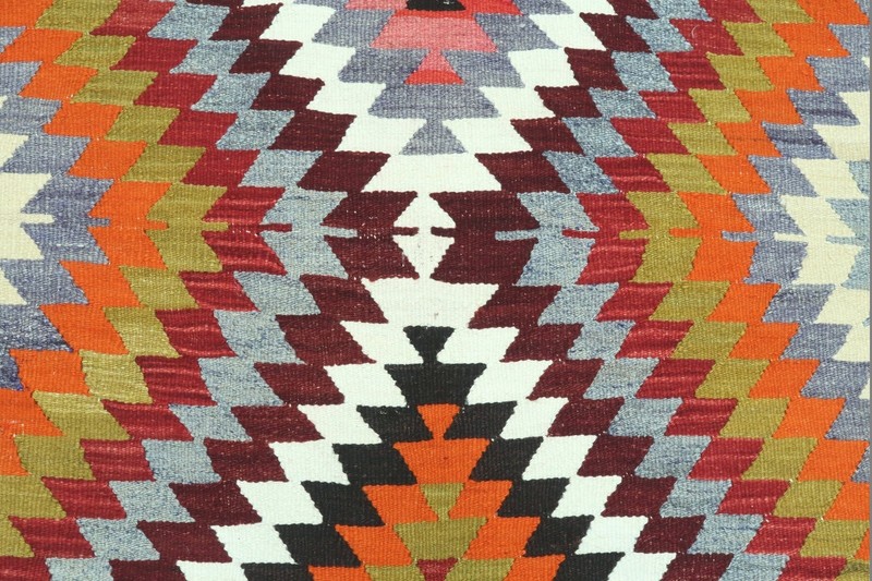Turkish Vintage Wool Rug Handmade Floor Carpet Large Boho Kelim Teppich 76"x122" gallery