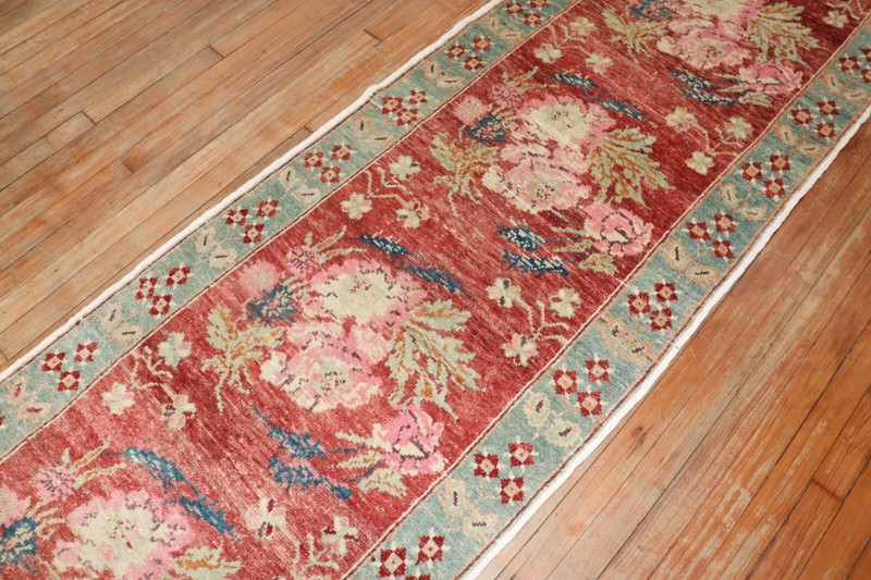 Vintage Floral Turkish Oushak Ushak Rug Dated 1976 Size 2'9''x9'3'' gallery