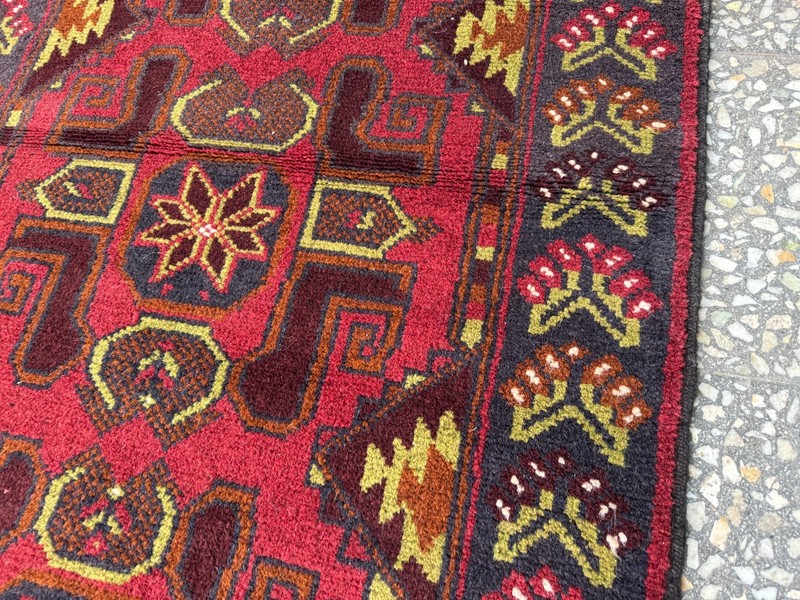 3x4 ft Afghan Turkish Hand Knotted Antique Baluchi Rug Oriental Red Area Carpet gallery